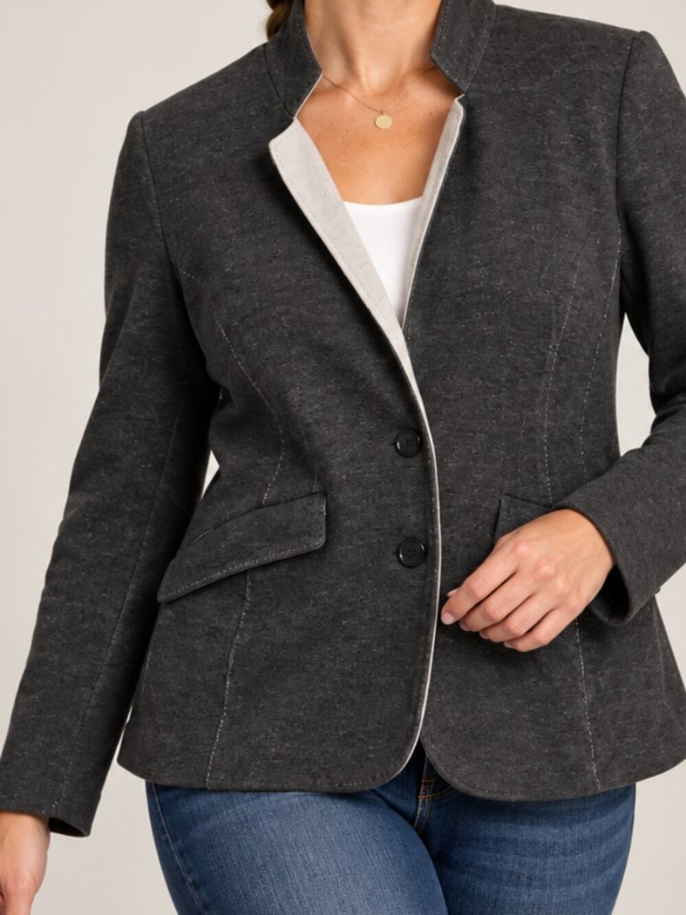 Coldwater Creek Charcoal Gray Knit Blazer Jacket Size L 14-16Coldwater Creek cha